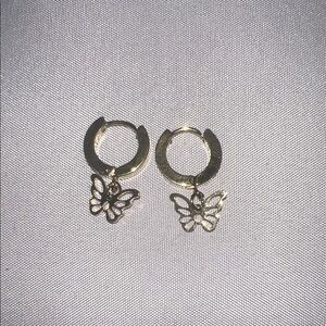 Gold Butterfly Hoop Earrings
